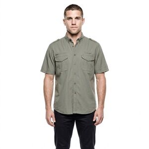 Mens Cabela's Casual Button Down Shirt XLT Green Utility Outdoor Rugged Gorpcore